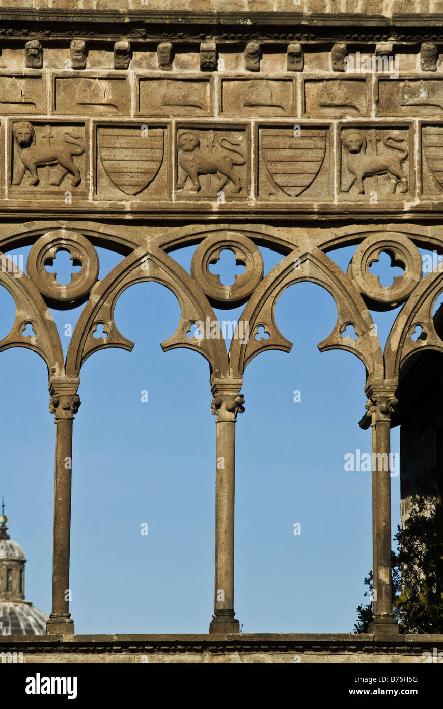 arches of the papal palace in Viterbo in Italy Stock Photo