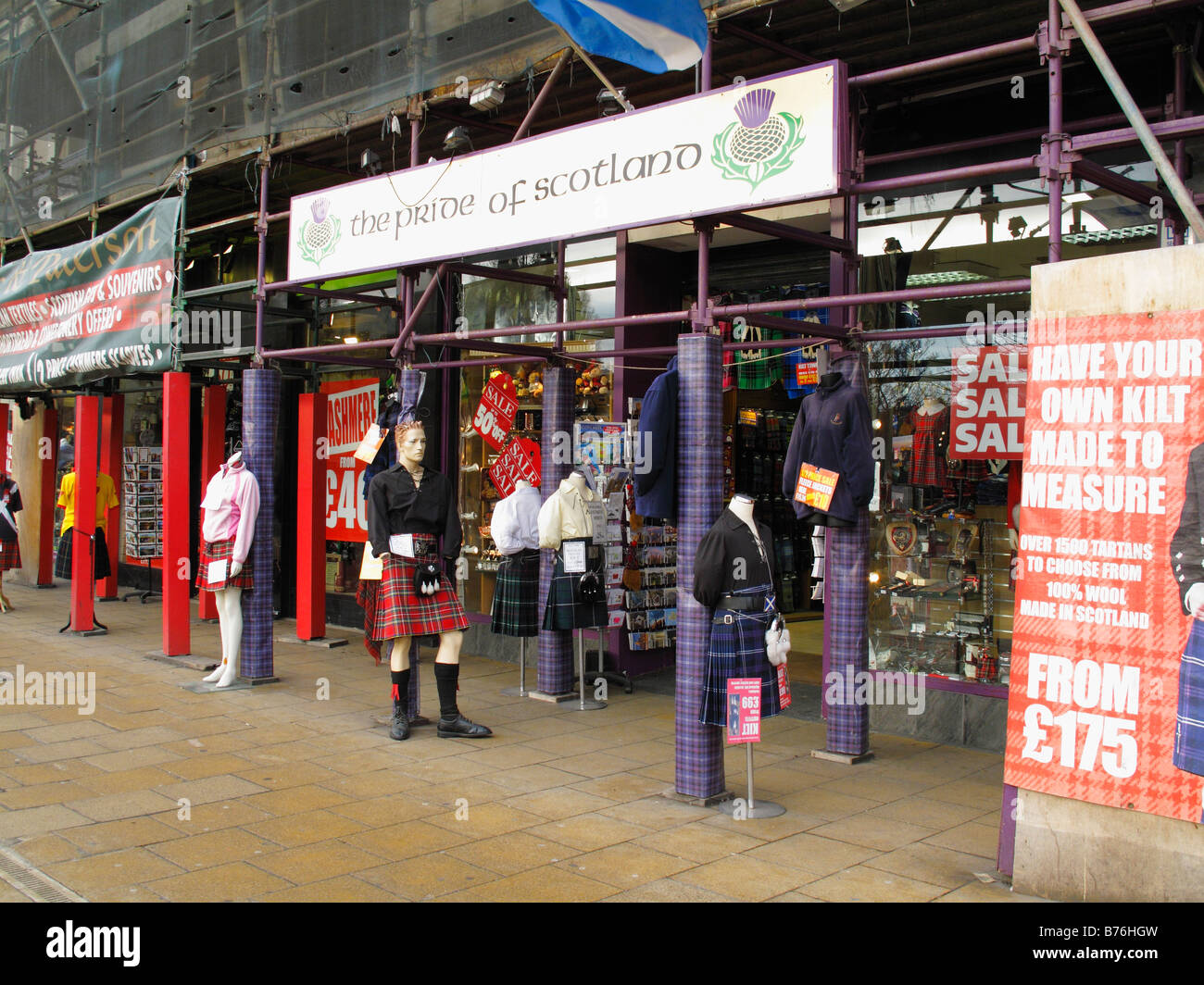 Scottish Kilt shop in Princess St Edinburgh Scotland Stock Photo