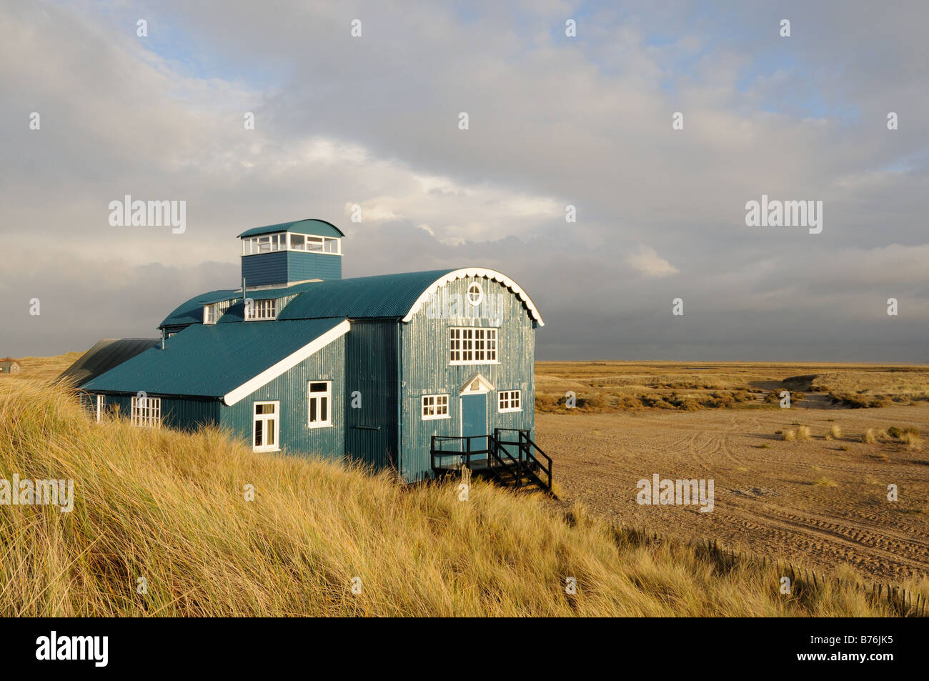Blakeney Point Visitor Centre formerly the LifeBoat House Norfolk UK December Stock Photo