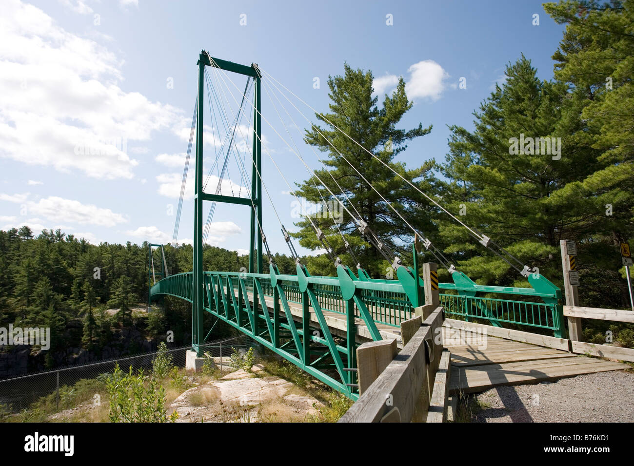 cable stay bridge over French River Ontario Stock Photo Alamy