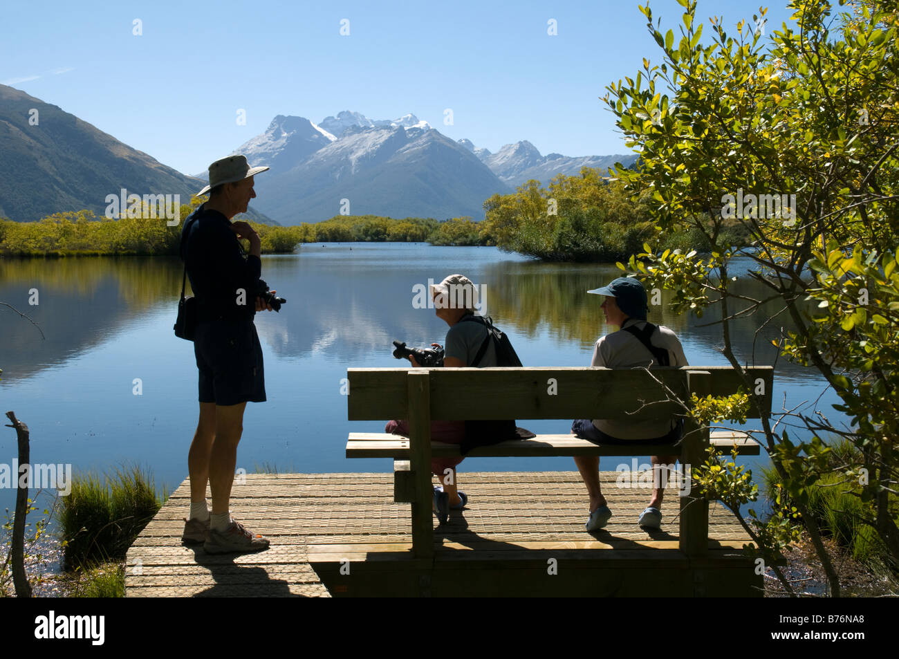 Mount Earnslaw (Pikirakatahi) from the lagoons, near Glenorchy, South Island, New Zealand Stock Photo