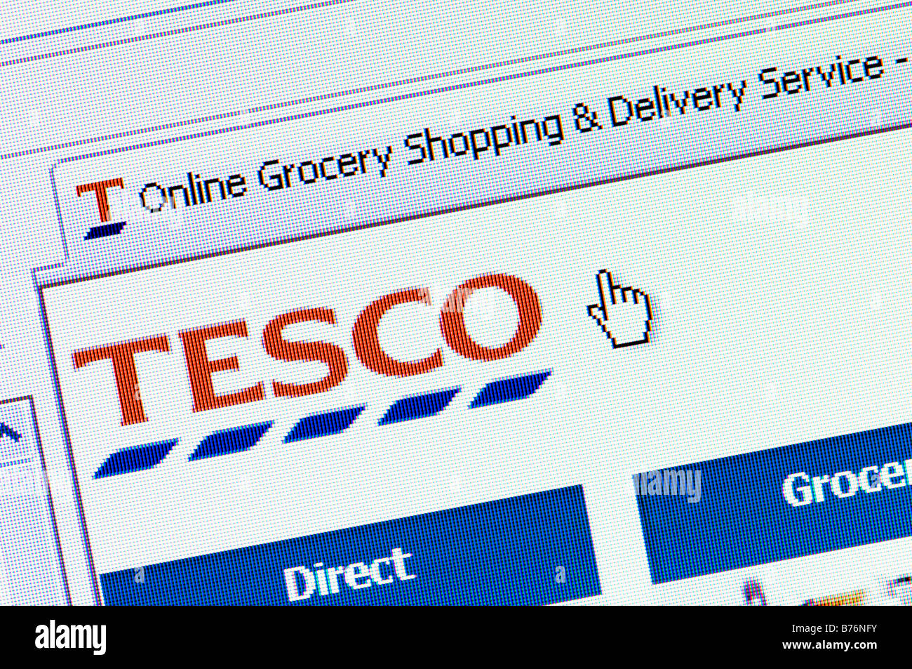 Macro screenshot of Tesco online shopping website (Editorial use only