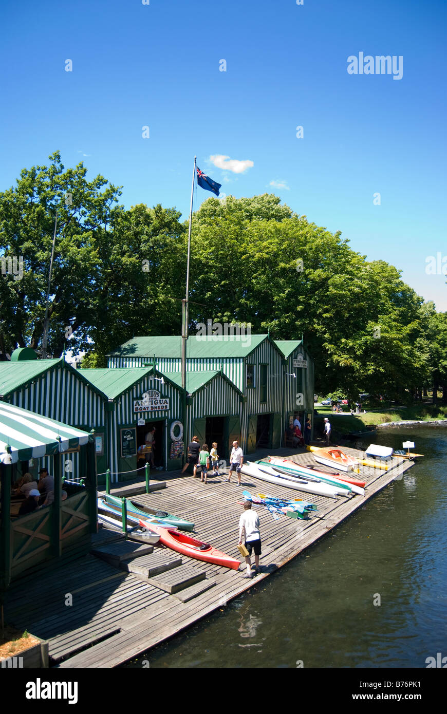 Boating on River Avon, Antigua Boatsheds, Cambridge Terrace, Christchurch, Canterbury, New Zealand Stock Photo