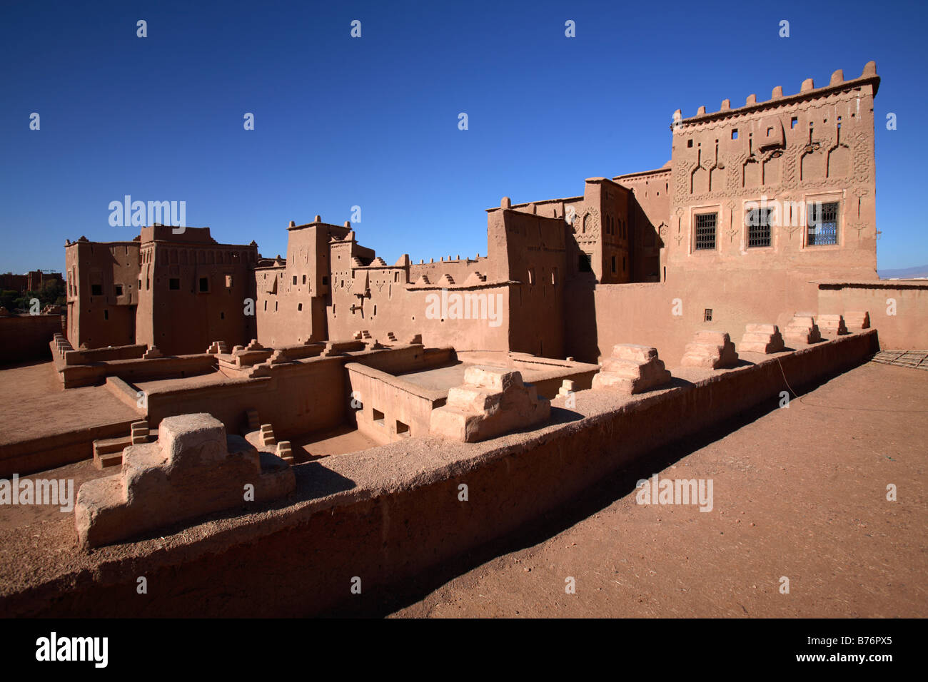 The terrace of Taourirt Kasbah, Ouarzazate, Morocco Stock Photo