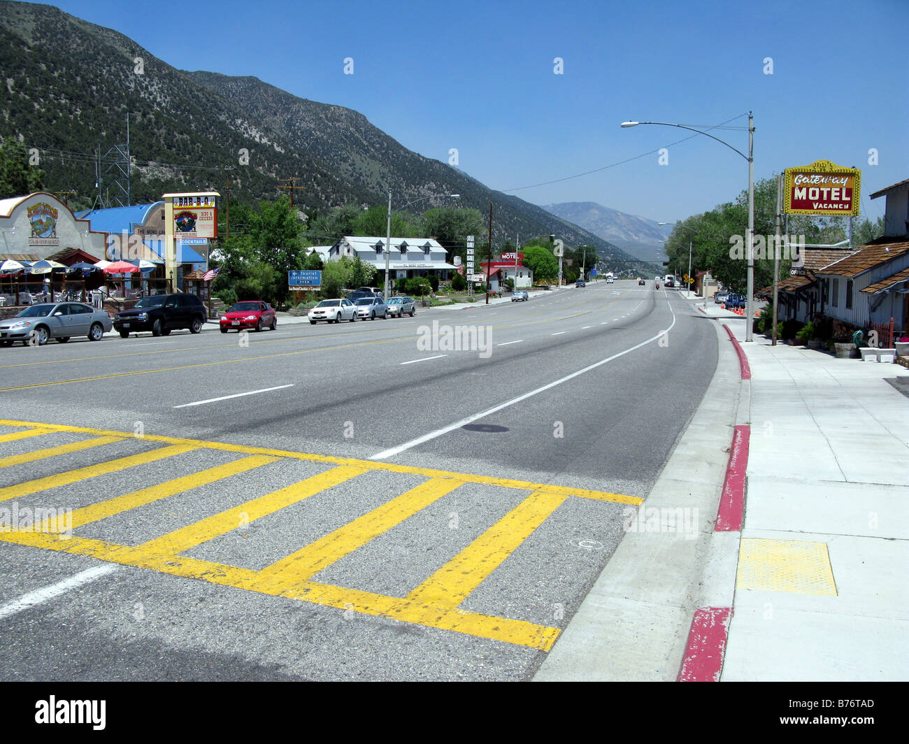A view of route 395, Lee Vining, California, USA. Stock Photo