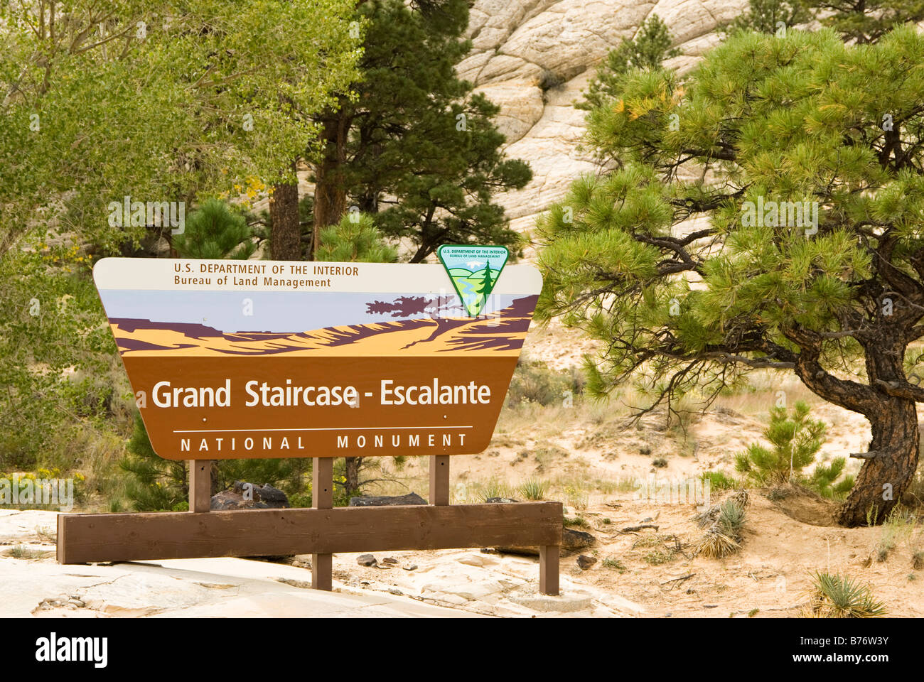 Grand staircase escalante national monument sign hires stock