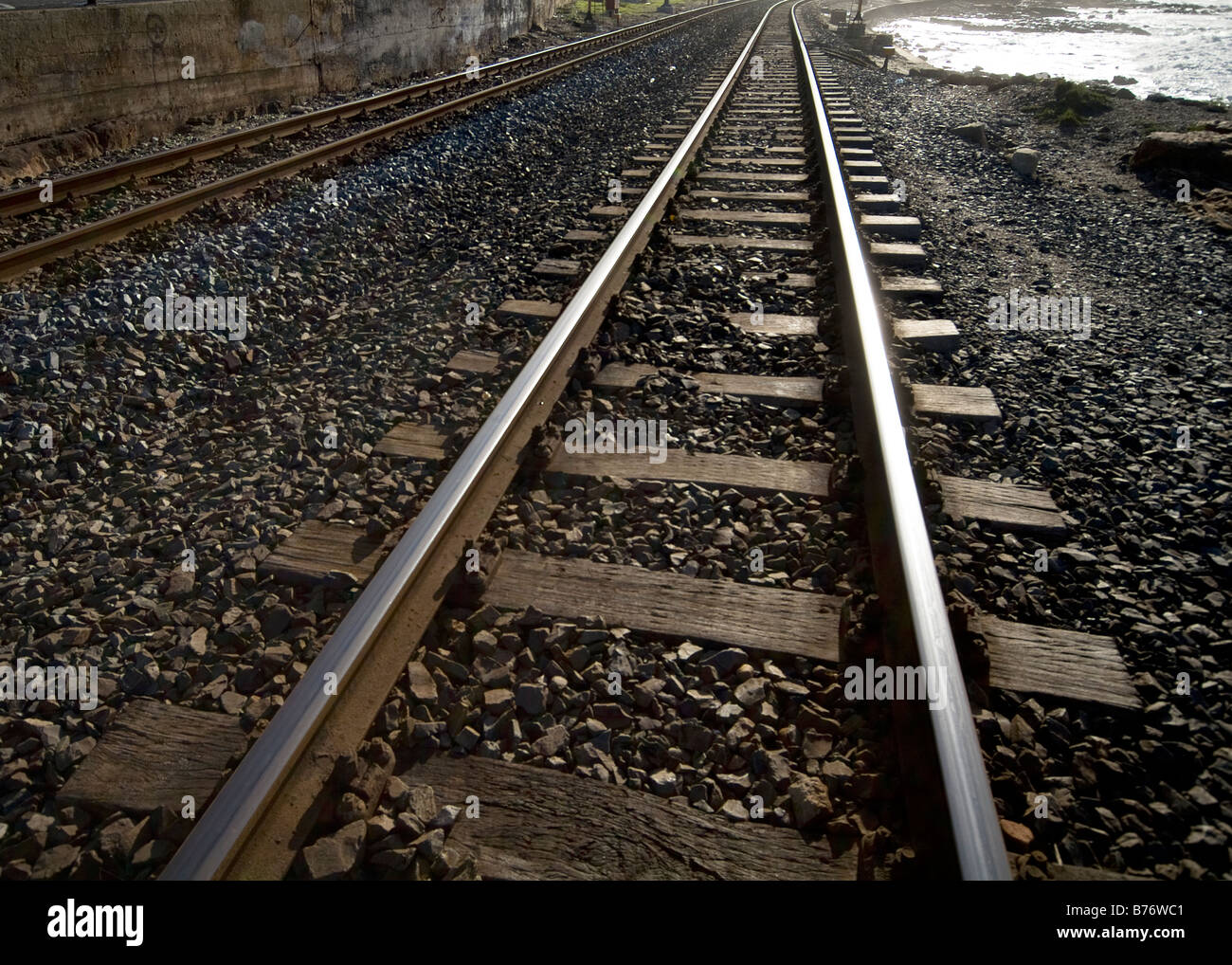 Railway tracks - low angle view Stock Photo - Alamy