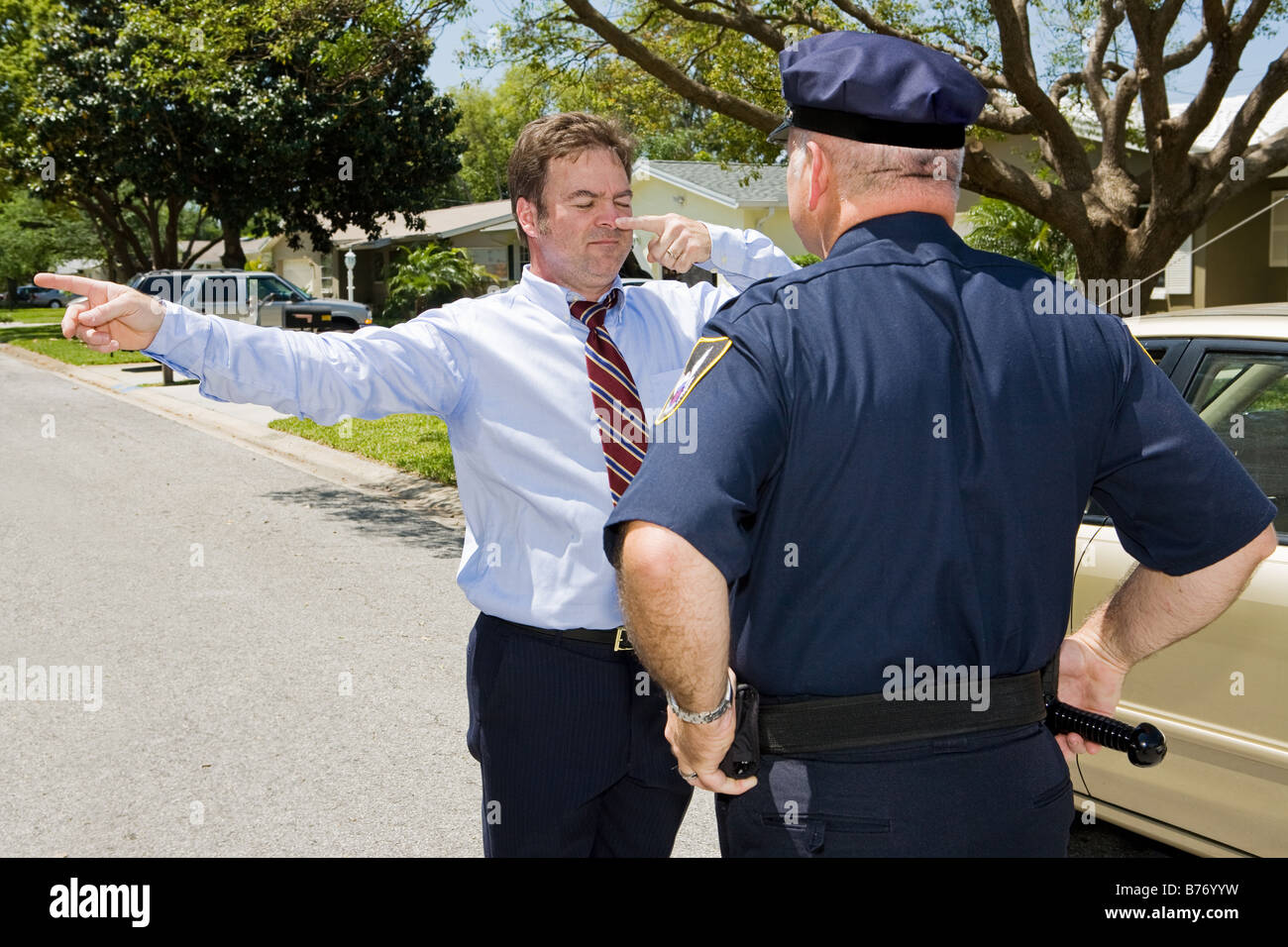 Police officer giving a roadside sobriety test to a drunk driver Stock Photo Alamy