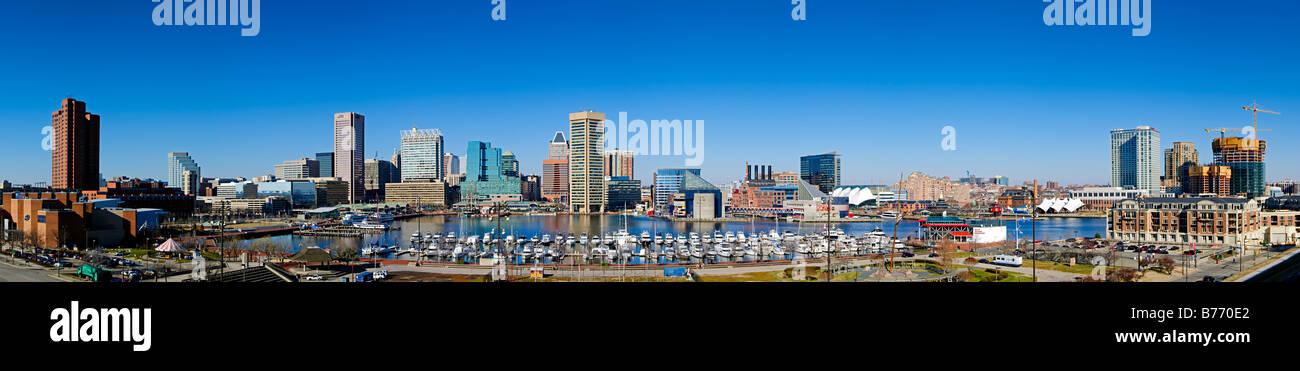 Inner Harbor in Baltimore Maryland taken from across the harbor at Federal Hill Stock Photo