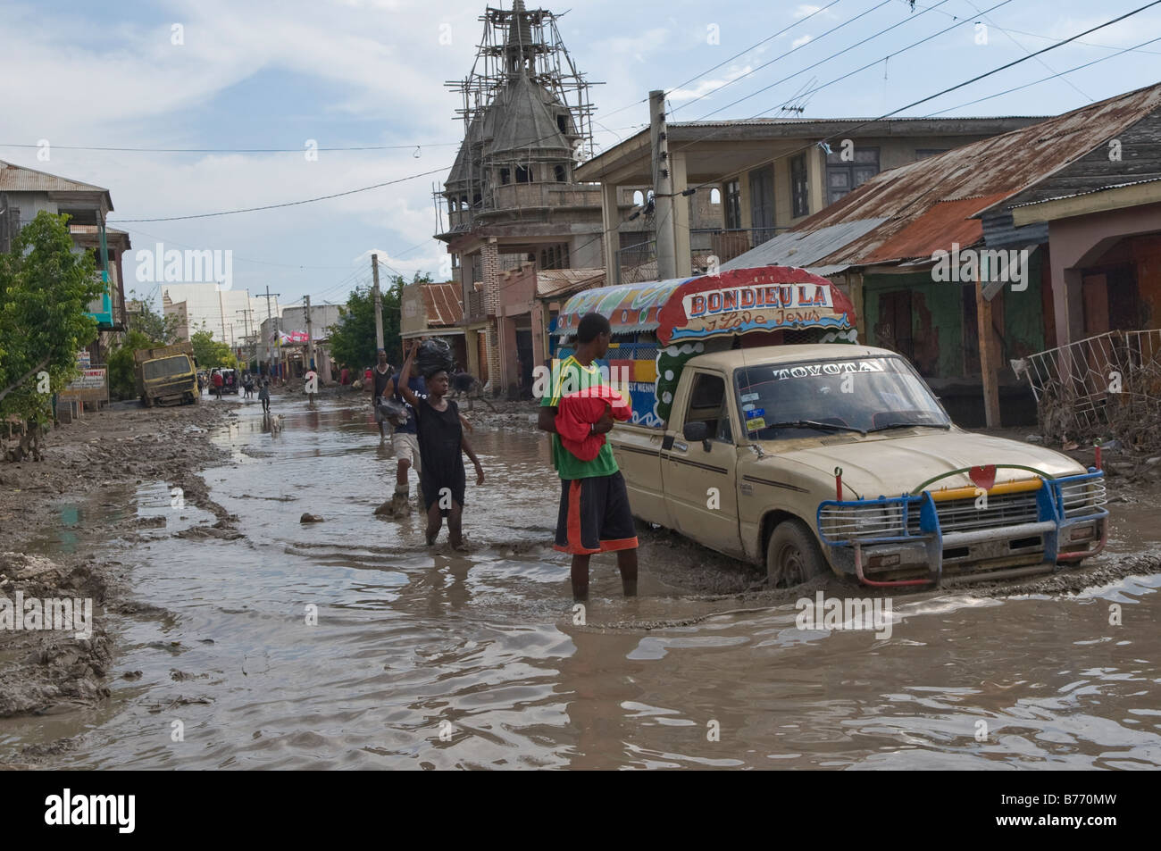 Flooded Gonaives after three hurricanes struck Haiti in August 2008