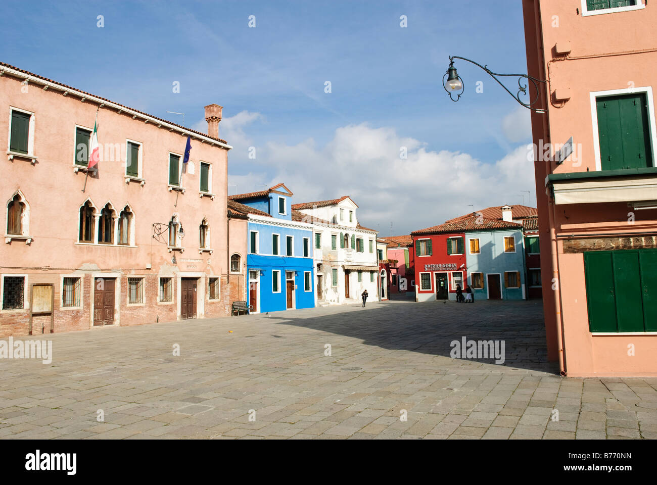 Piazza Baldassare Galuppi, Burano Island Venice Italy Stock Photo