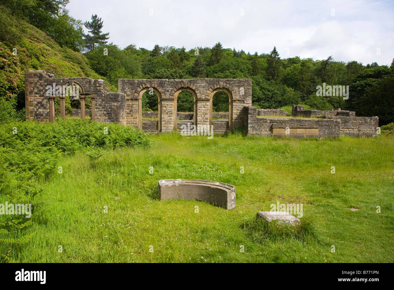 View Of The Ruins Of Errwood Hall In The Goyt Valley In The Peak view-of-the-ruins-of-errwood-hall-in-the-goyt-valley-in-the-peak