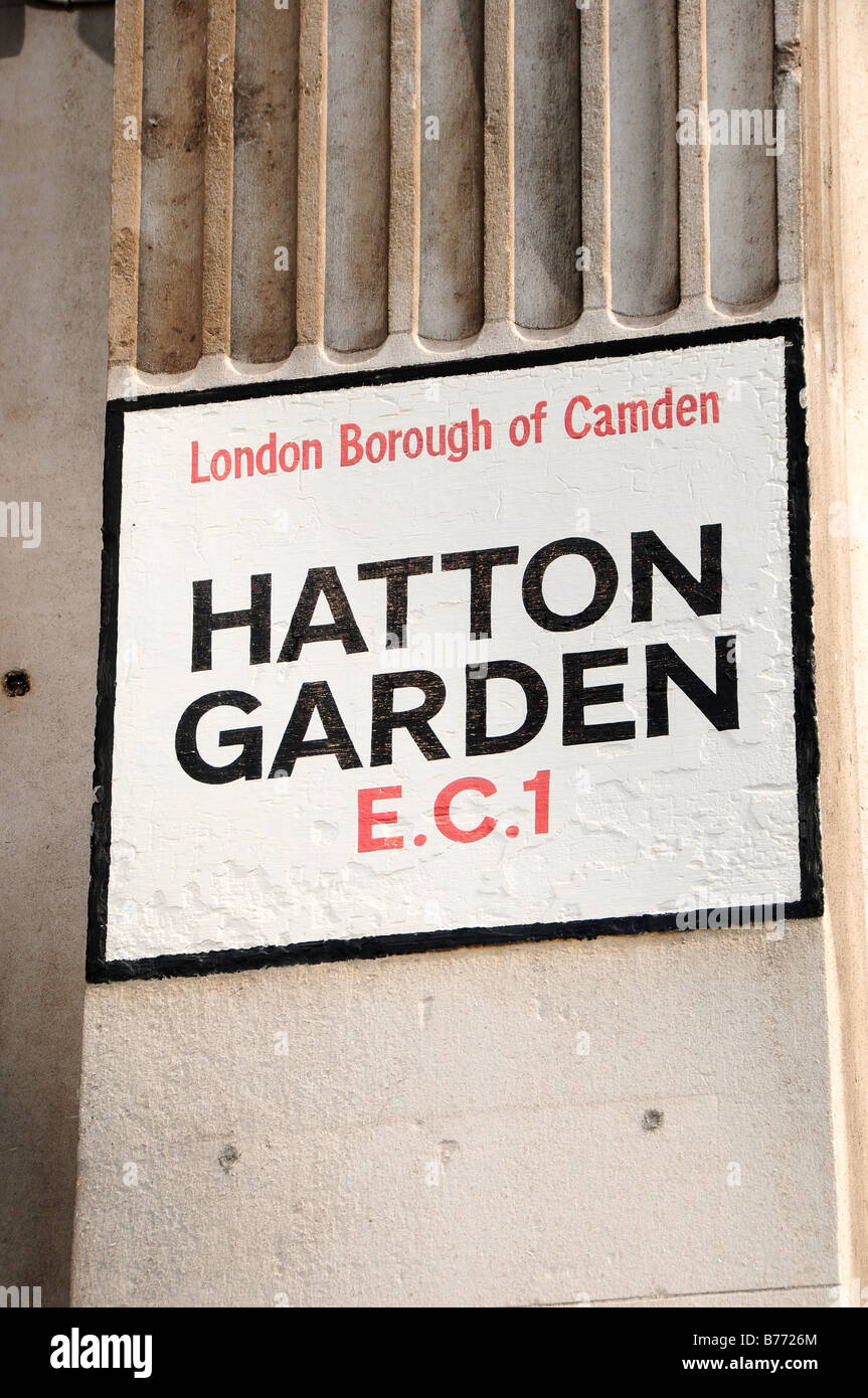 Hatton Garden street sign, London, England Stock Photo Alamy