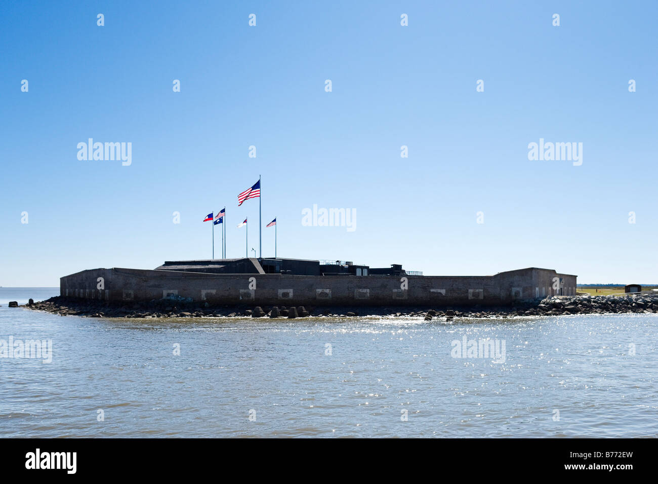 View from tour ferry of Fort Sumter (site of the opening shots of the American Civil War), Charleston Harbor, South Carolina Stock Photo