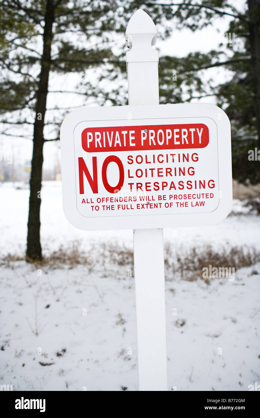 A private property no trespassing sign Stock Photo