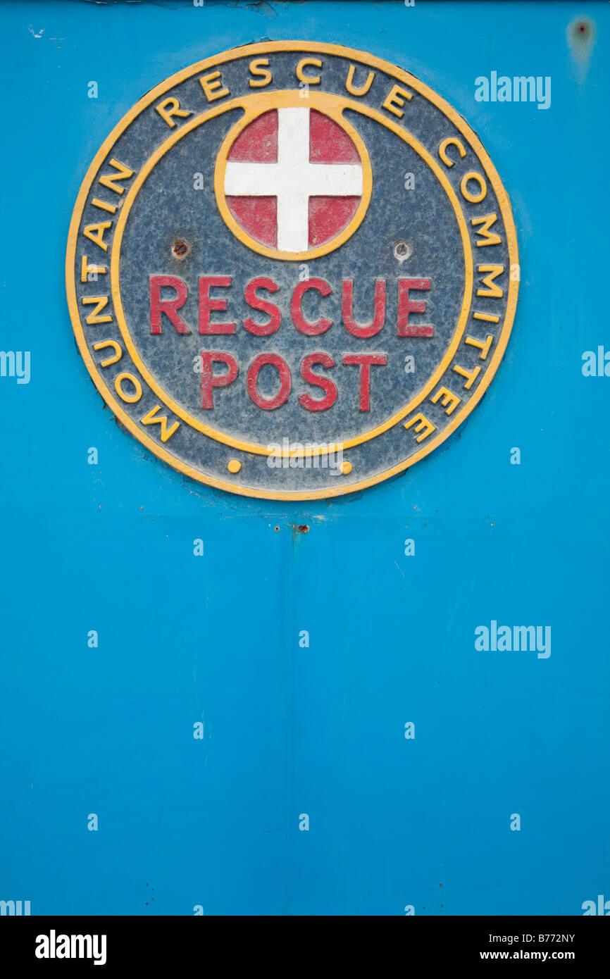 Mountain Rescue Committee badge on Coastguard building Swanage Dorset UK Stock Photo