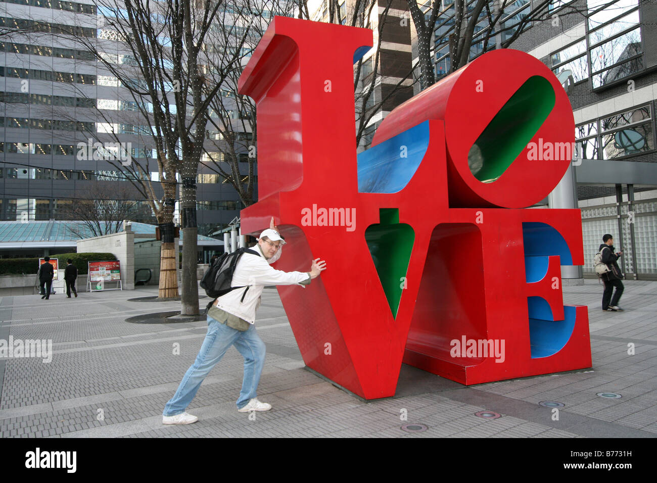 modern art sculpture LOVE by Robert Indiana in central Shinjuku Tokyo Japan Stock Photo