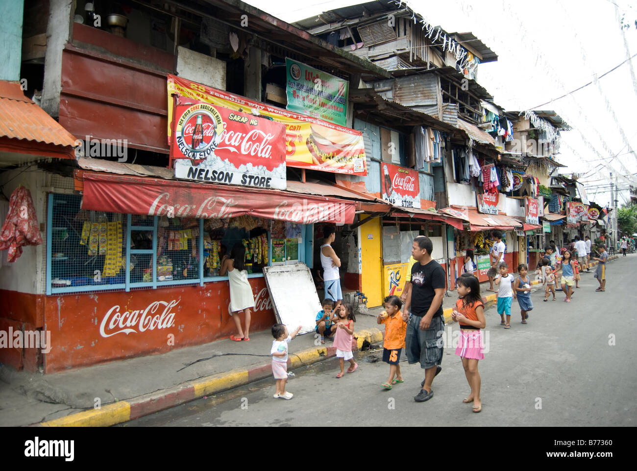 Small convenience store and shanty houses, Intramuros, Manila, Philippines Stock Photo