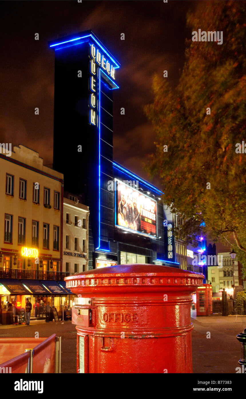 The Odeon cinema at Leicester Square at night Stock Photo Alamy