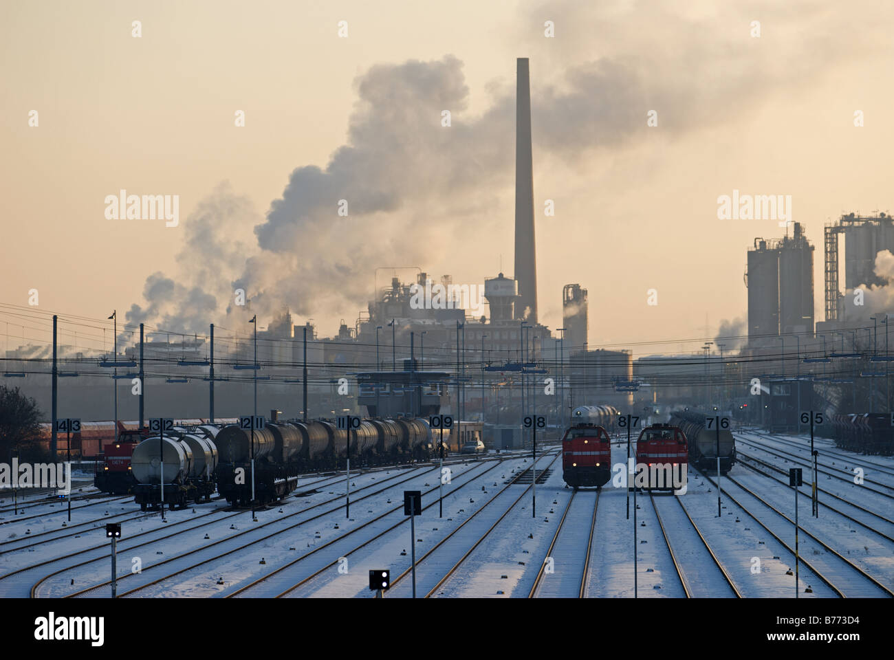 Railway freight terminal, chemical park, Cologne, Germany. Stock Photo