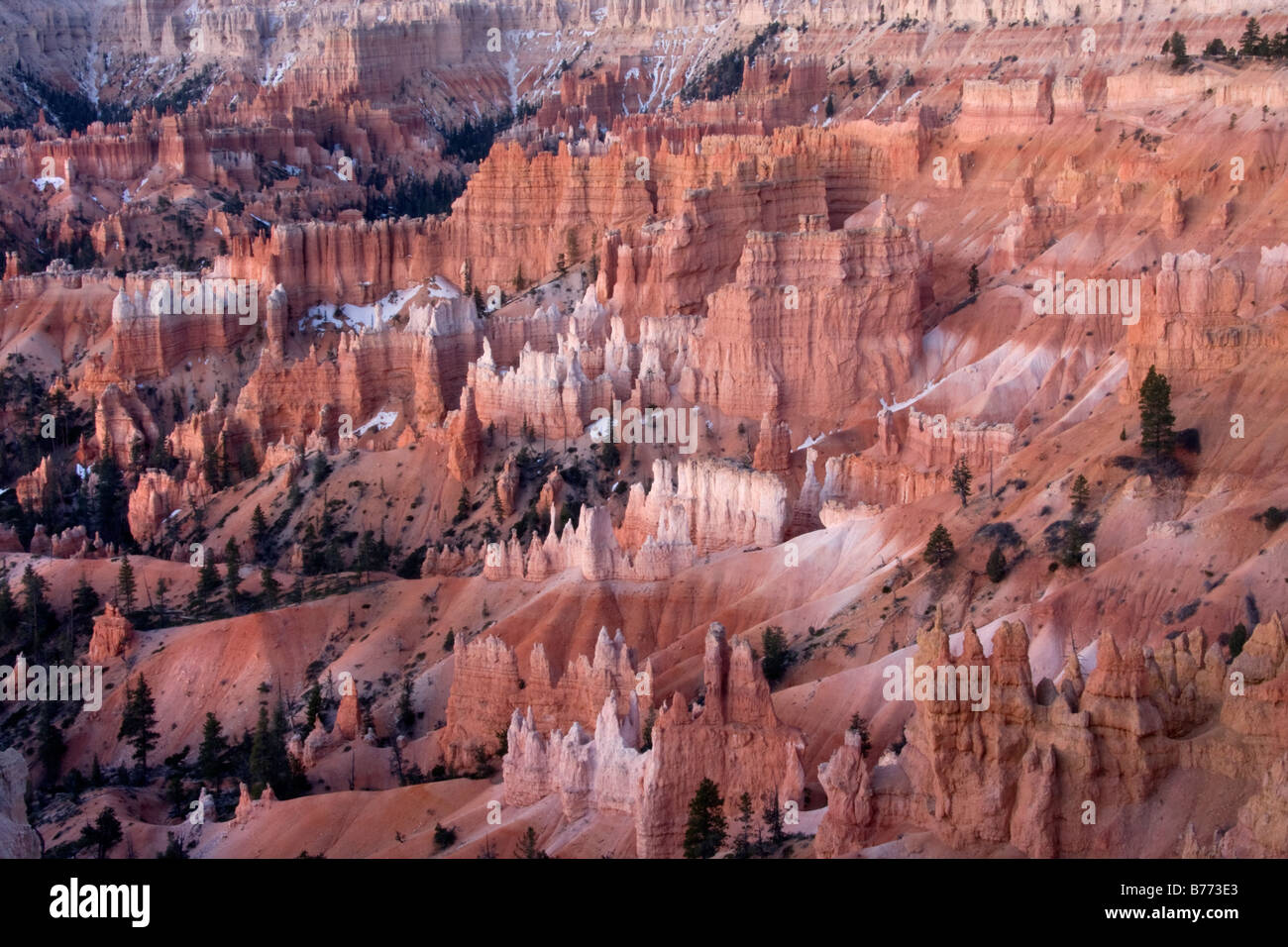 The Queens Garden in Bryce Amphitheater at dawn from Sunrise Point along the Rim Trail in Bryce Canyon National Park Utah Stock Photo