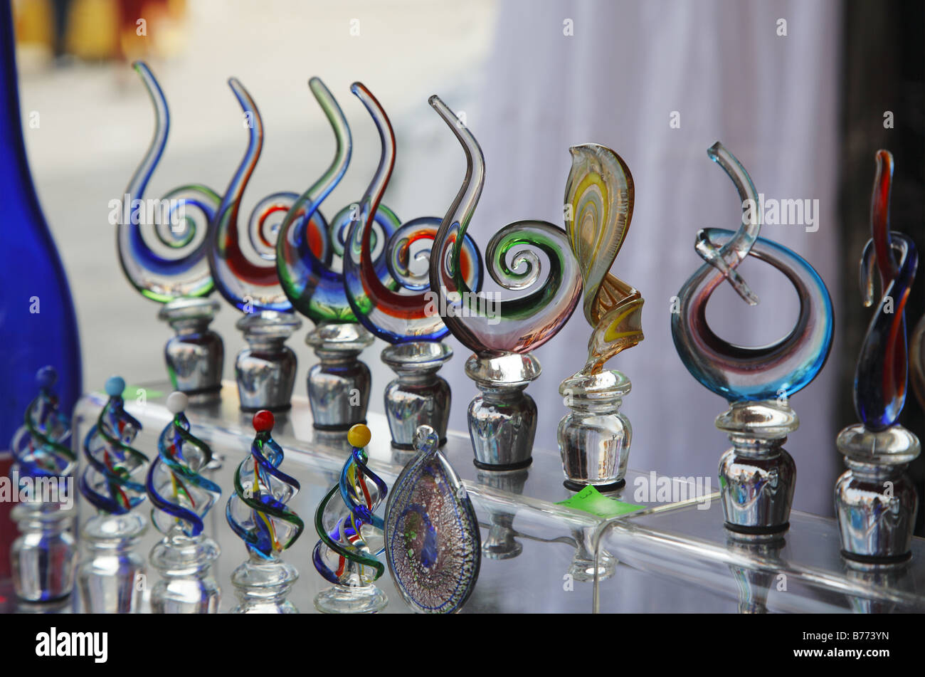 Decorative Wine Stoppers For Sale Venetian Lagoon Italy Stock