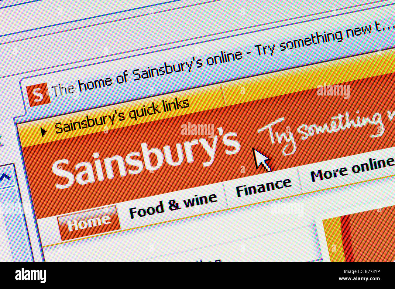 Macro screenshot of Sainsbury's website (Editorial use only) Stock Photo