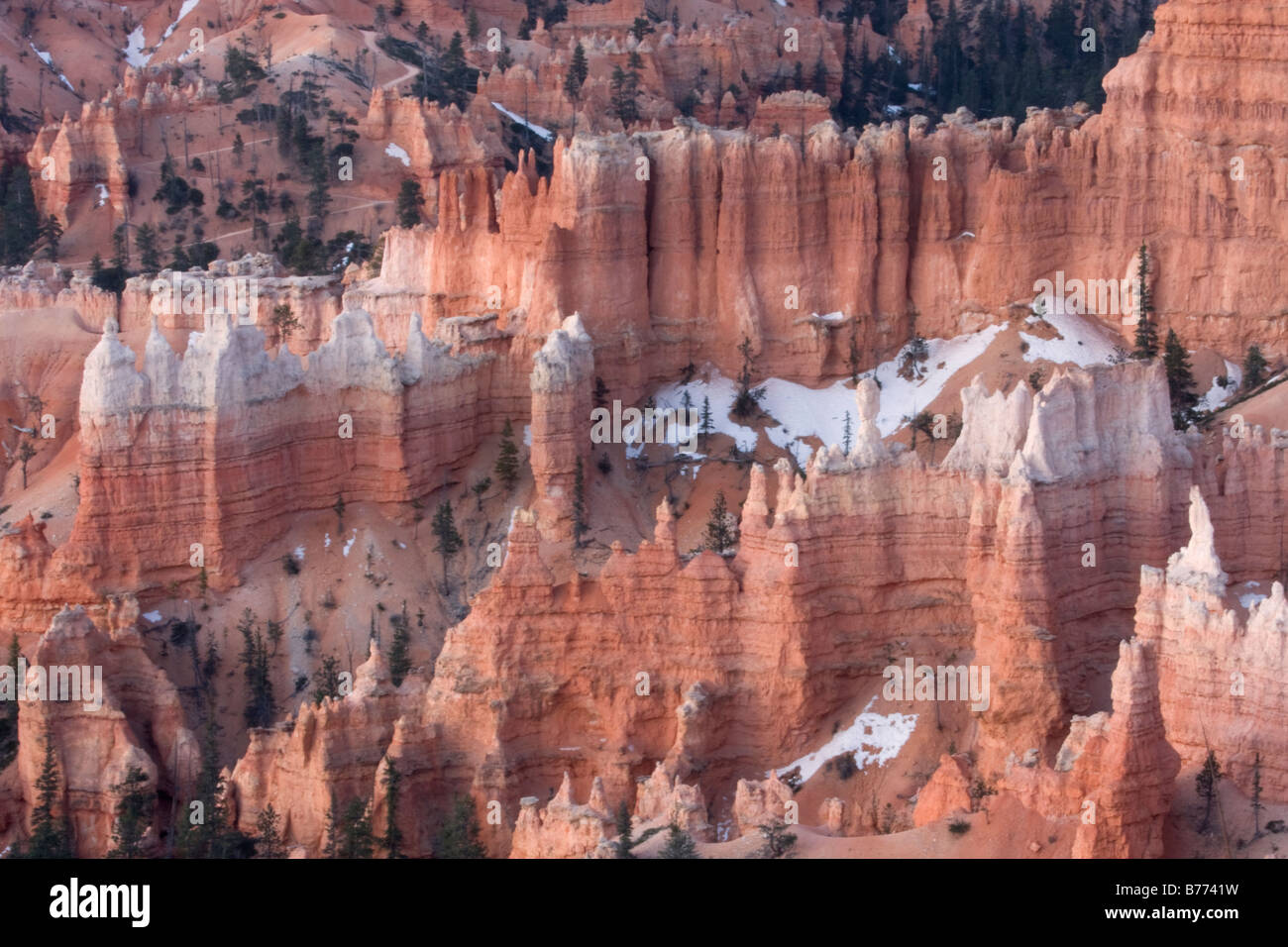 Bryce Amphitheater at dawn from Sunrise Point along the Rim Trail in Bryce Canyon National Park Utah Stock Photo