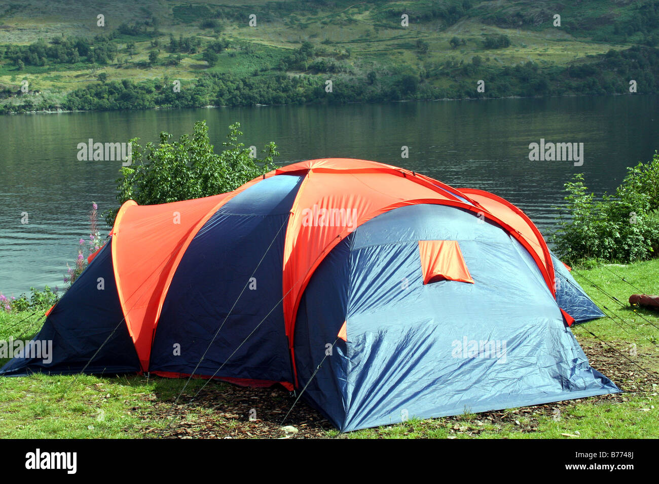 Tent Camping on Campsite in the Scottish Countryside Stock Photo Alamy