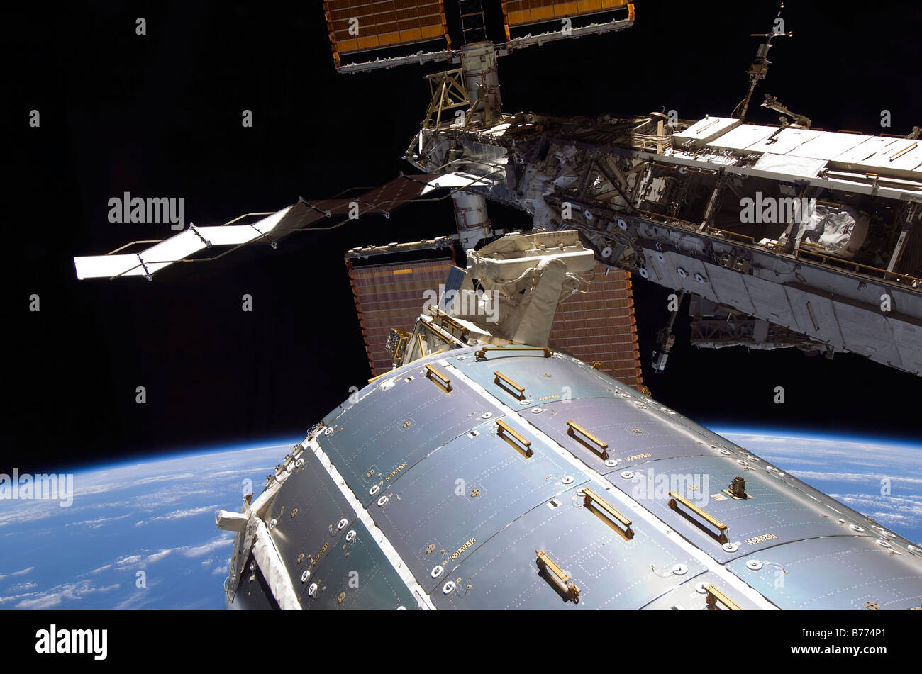Astronaut participates in extravehicular activity. Stock Photo