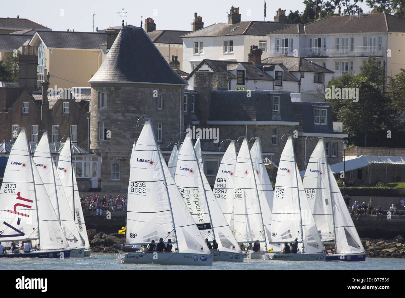 Laser Class Cowes Week Royal Yacht Squadron 2008 Stock Photo Alamy