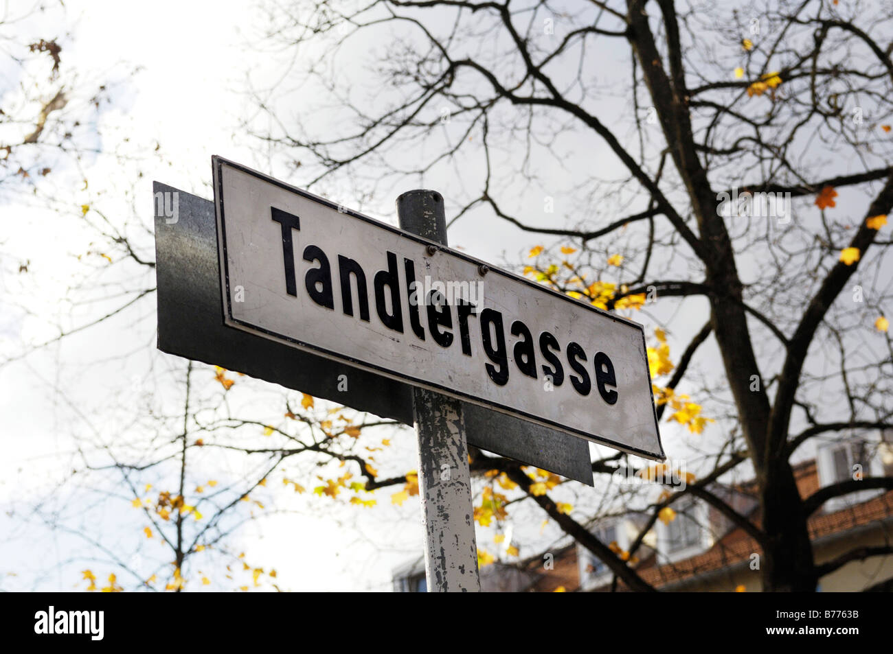 Sign reading Tandlergasse, Auer Dult market, Munich, Bavaria, Germany, Europe Stock Photo