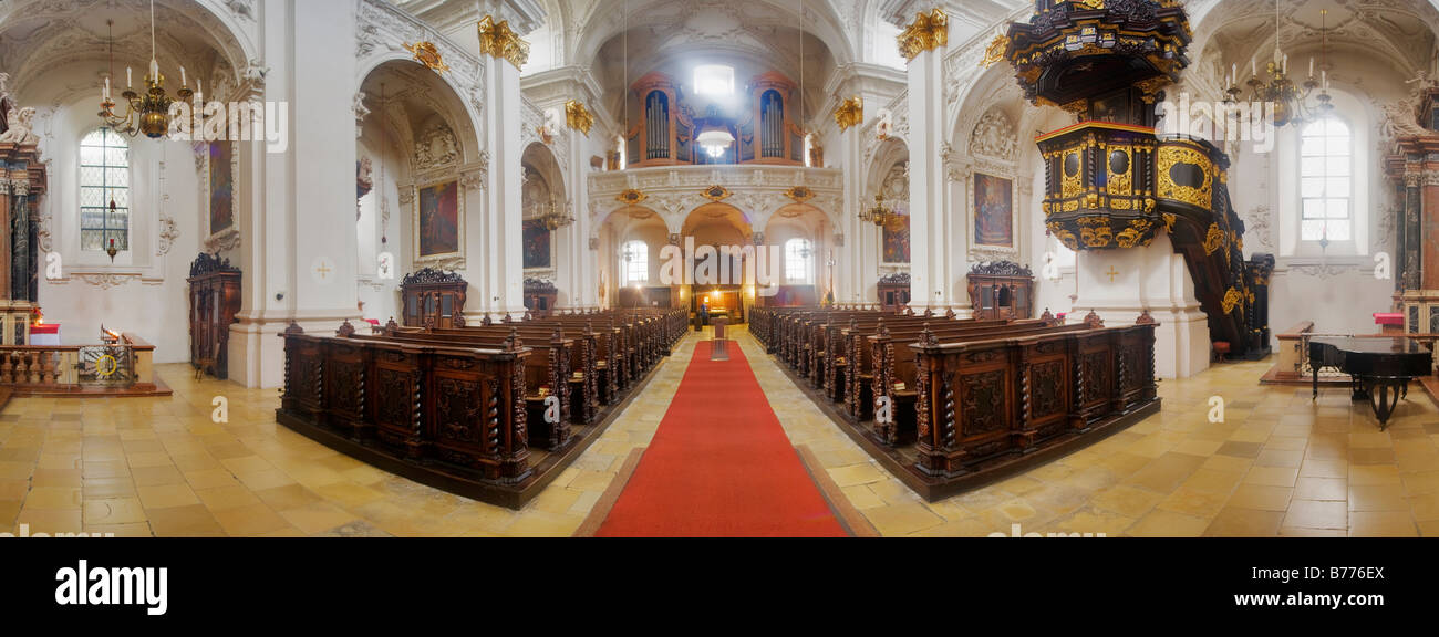 Interior view of St. Ignatius church, historic cathedral, in Linz ...