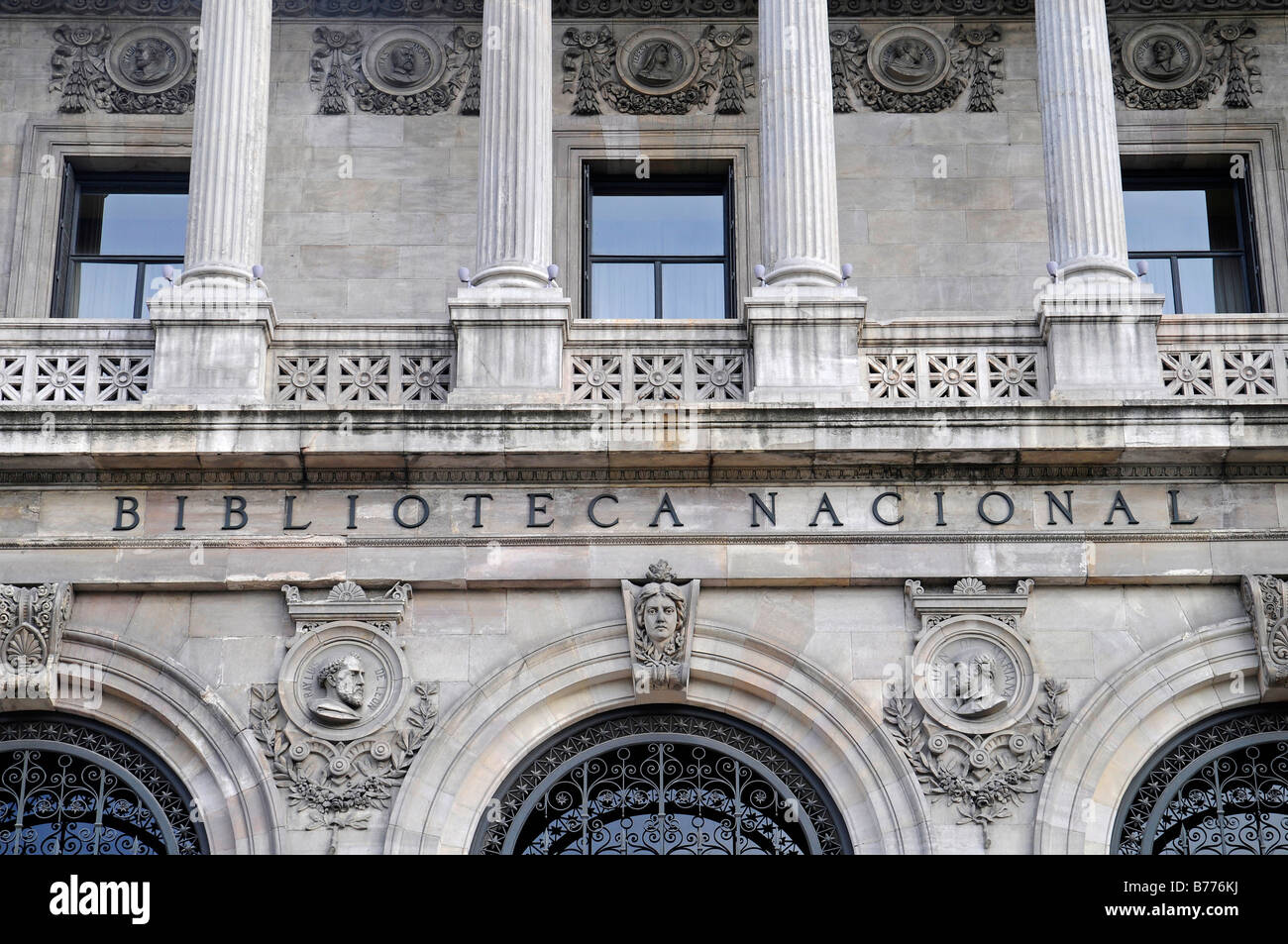 Front, Biblioteca Nacional, national library, Madrid, Spain, Europe Stock Photo