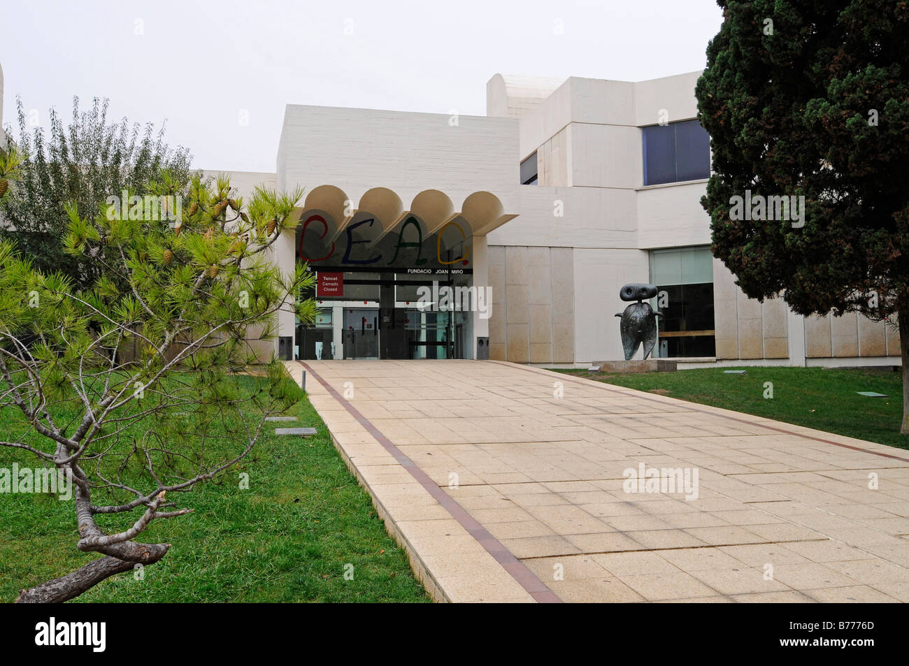 Entrance area, Fundacio Joan Miro, Joan Miro Foundation, museum, Montjuic, Barcelona, Catalonia, Spain, Europe Stock Photo