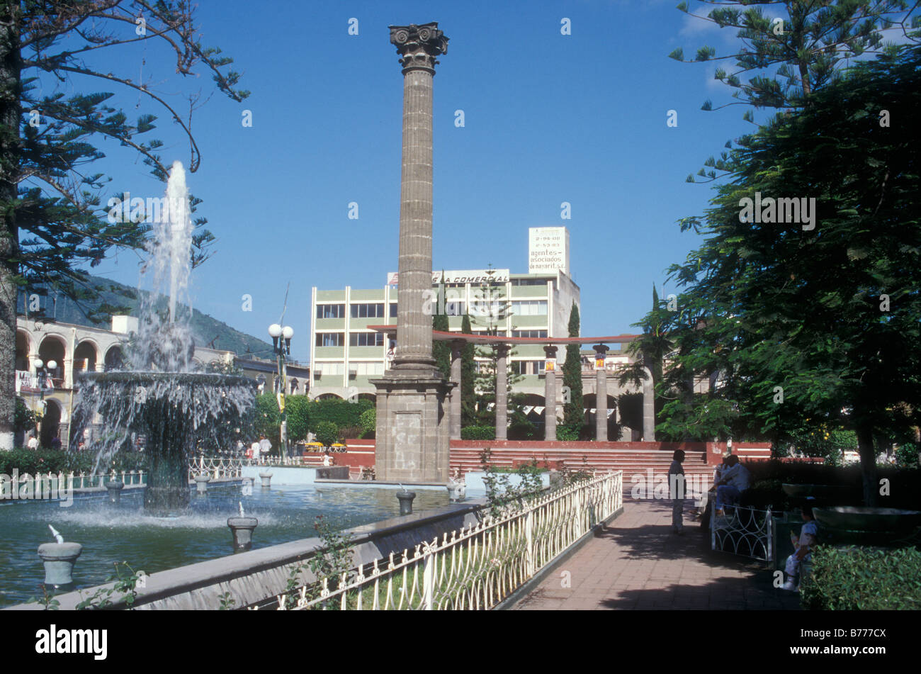 Fountains in the main plaza,Tepic, Nayarit, Mexico Stock Photo