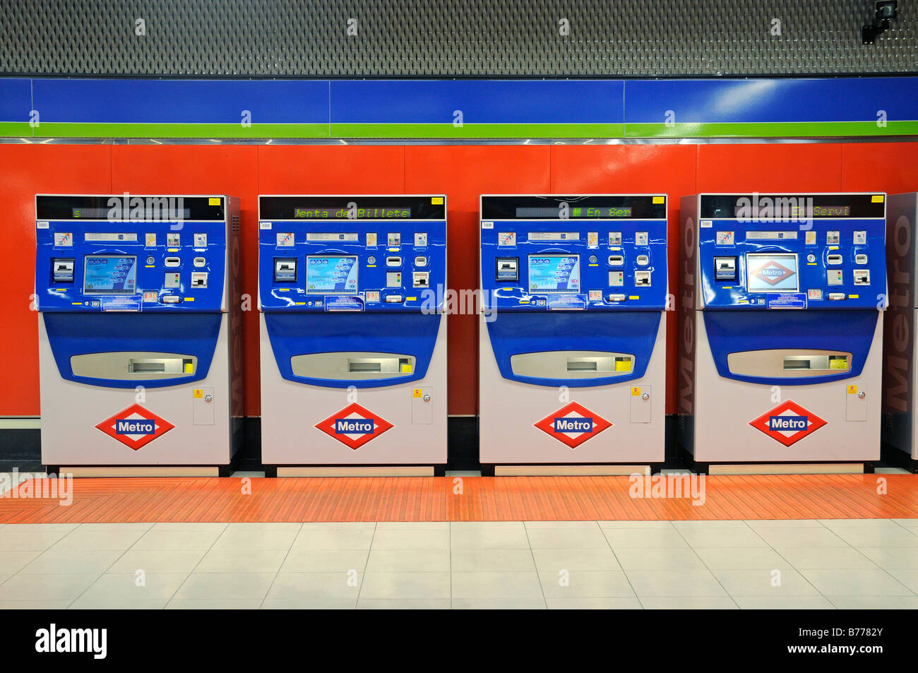 Ticket machines, Metrostation El Capricho, Madrid, Spain, Europe Stock Photo