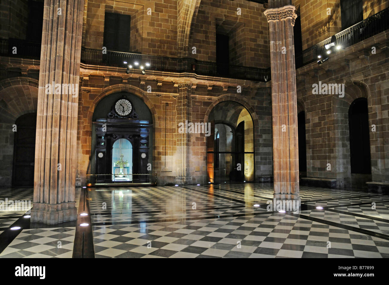 Entrance hall, parlour, Palacio de la Llotja de Mar, former stock exchange, Barcelona, Catalonia, Spain, Europe Stock Photo