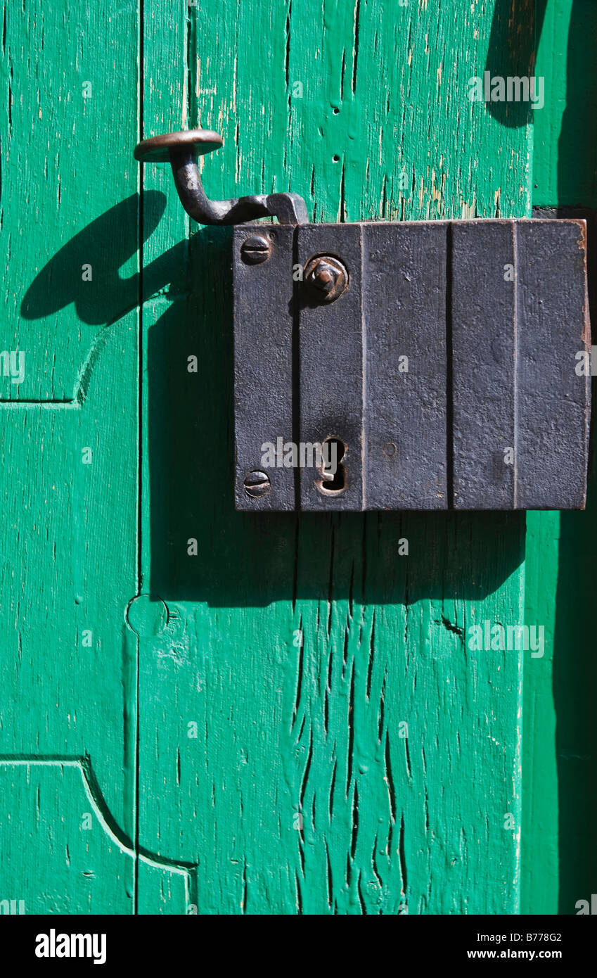 Close up of old door latch Prague Stock Photo