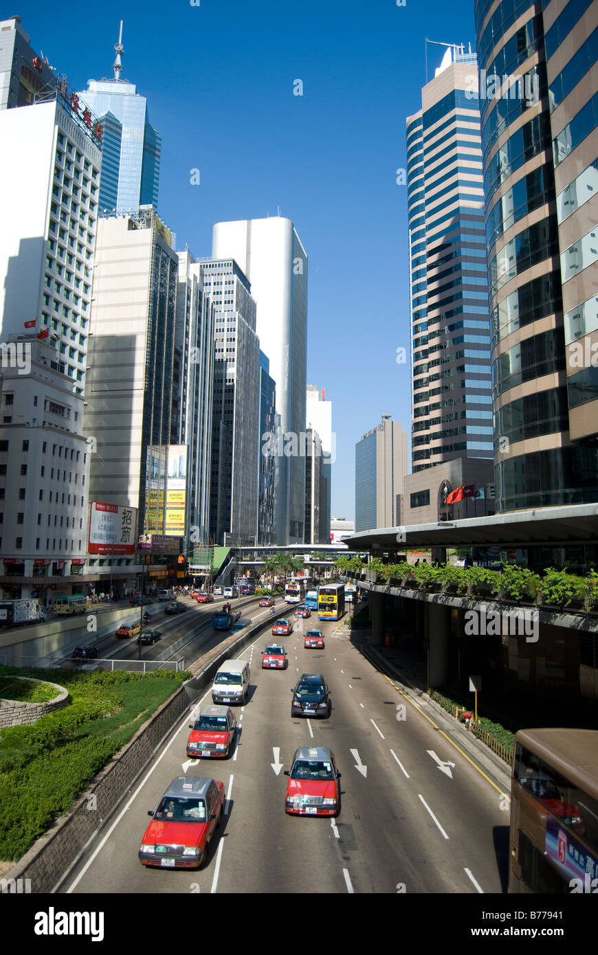 Traffic and high-rise buildings, Connaught Road Central, Sheung Wan
