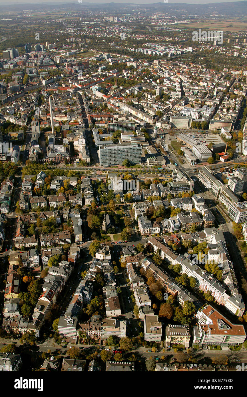Aerial view, Stadtkirche, City Church, Mitte, Westend, Frankfurt am