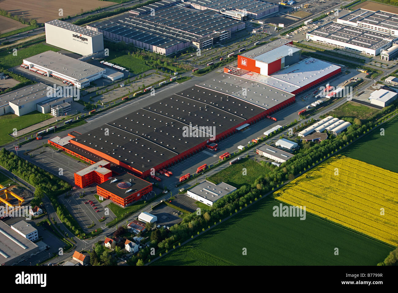 Aerial photo, discount store KIK, warehouses, main administration, Boenen, Ruhr area, North Rhine-Westphalia, Germany, Europe Stock Photo