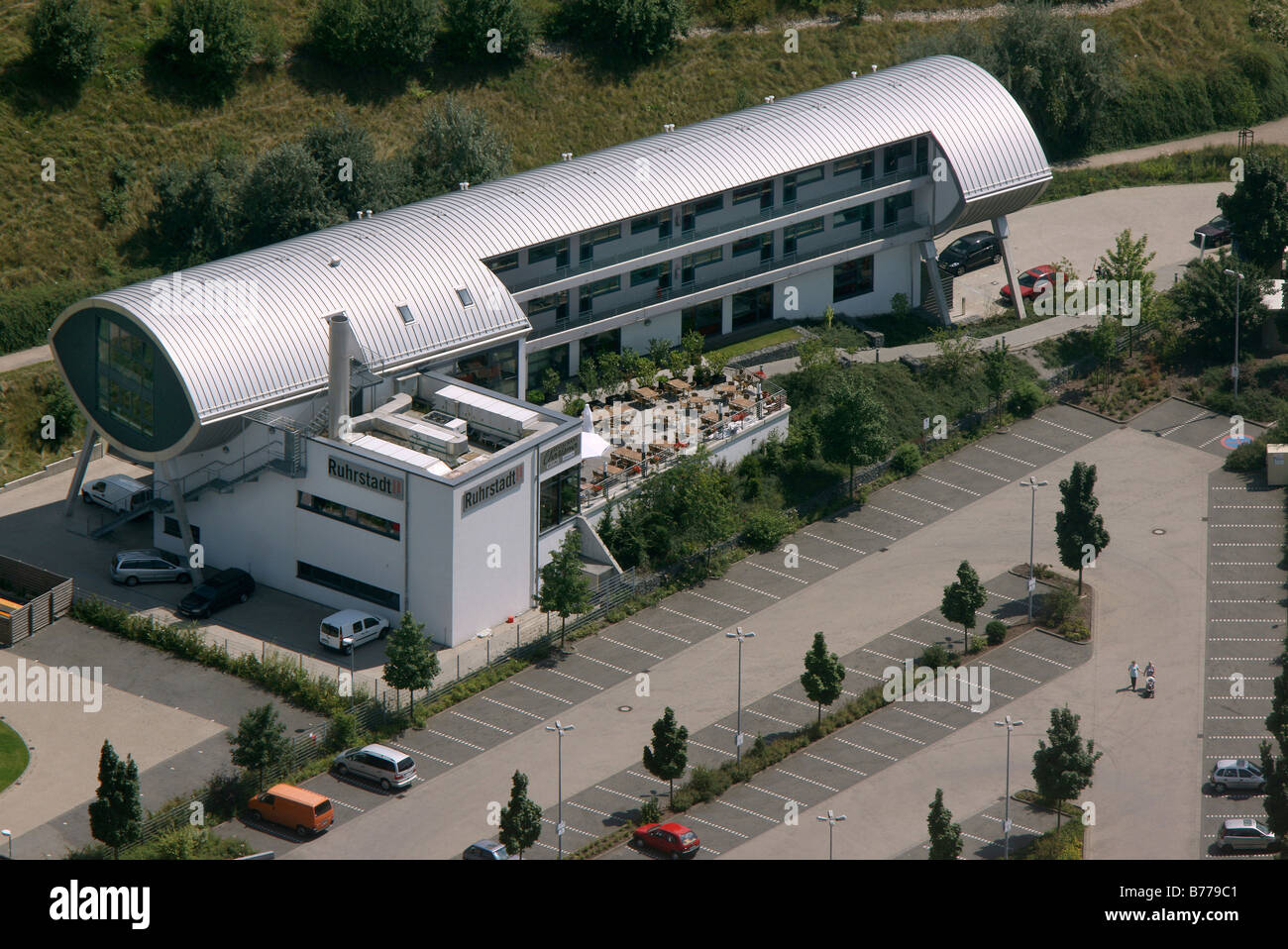 Aerial photo, hostel, city district hotel, Bottrop Boy, Ruhr area, North Rhine-Westphalia, Germany, Europe Stock Photo