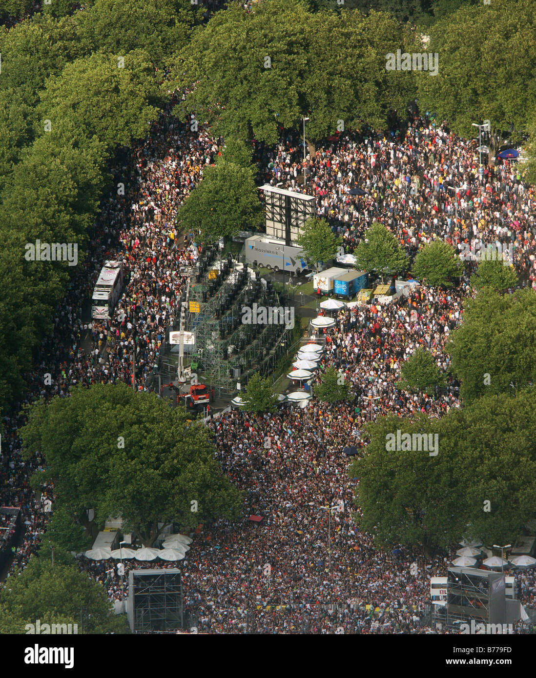 Aerial photo, Loveparade 2008 festival, crowd on the B1 road, Dortmund, Ruhr area, North Rhine-Westphalia Stock Photo