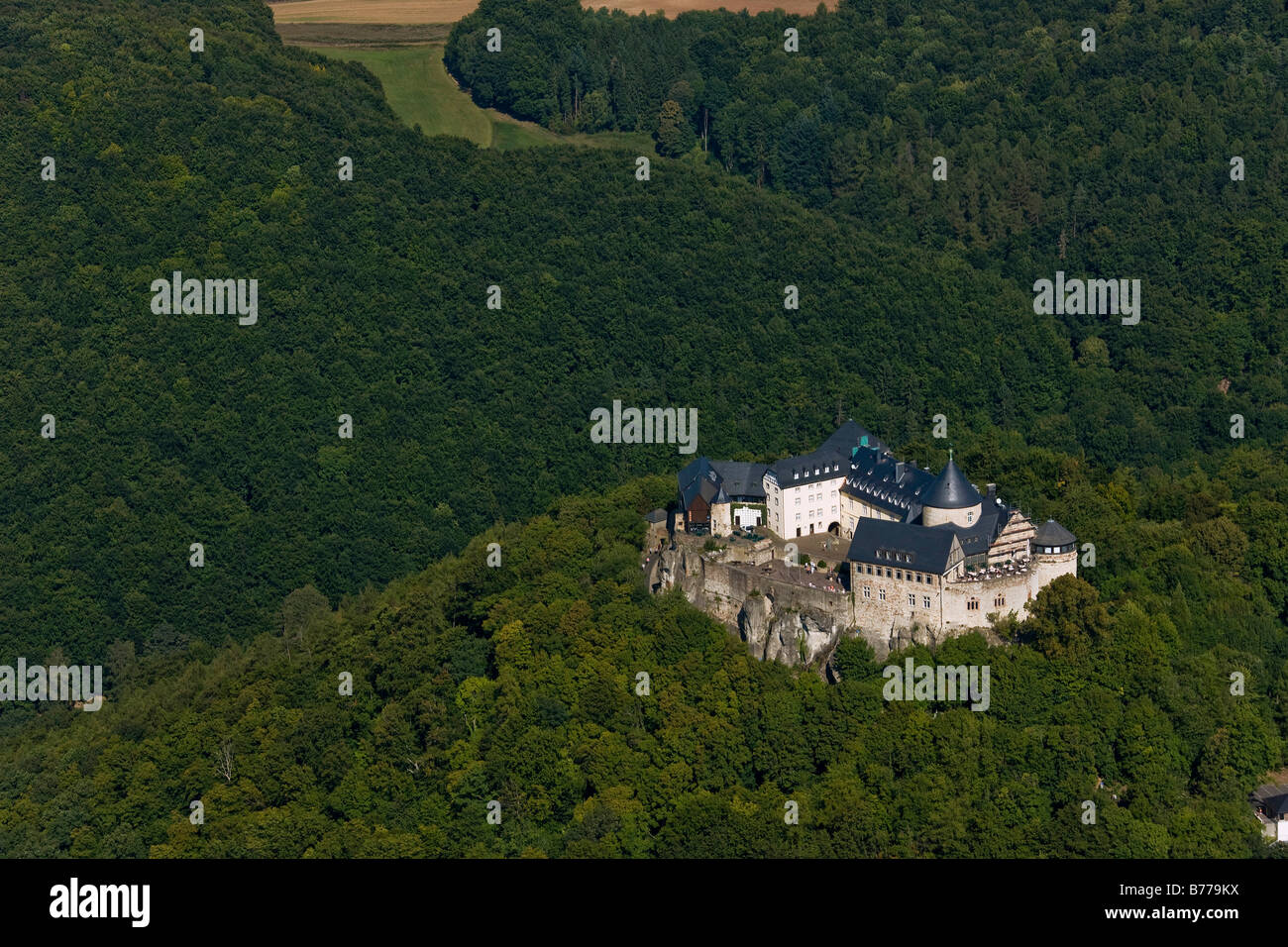 Aerial photograph, Waldeck castle, Hesse, Germany, Europe Stock Photo