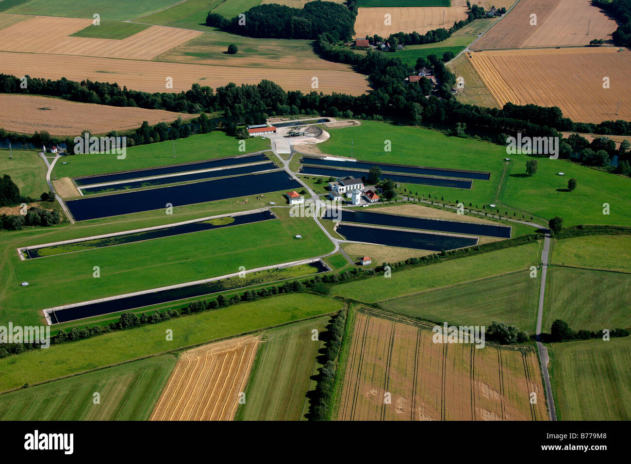 Aerial photograph, Warmen waterworks, Hamm public utility, Ruhr area, North Rhine-Westphalia, Germany, Europe Stock Photo