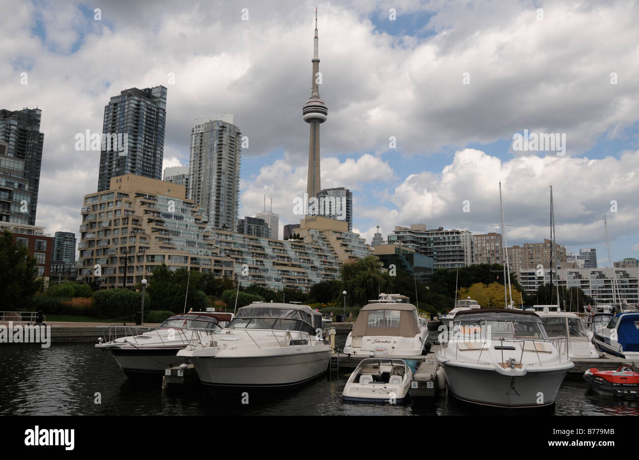 Pleasure water-craft along a west Toronto boat slip Stock Photo