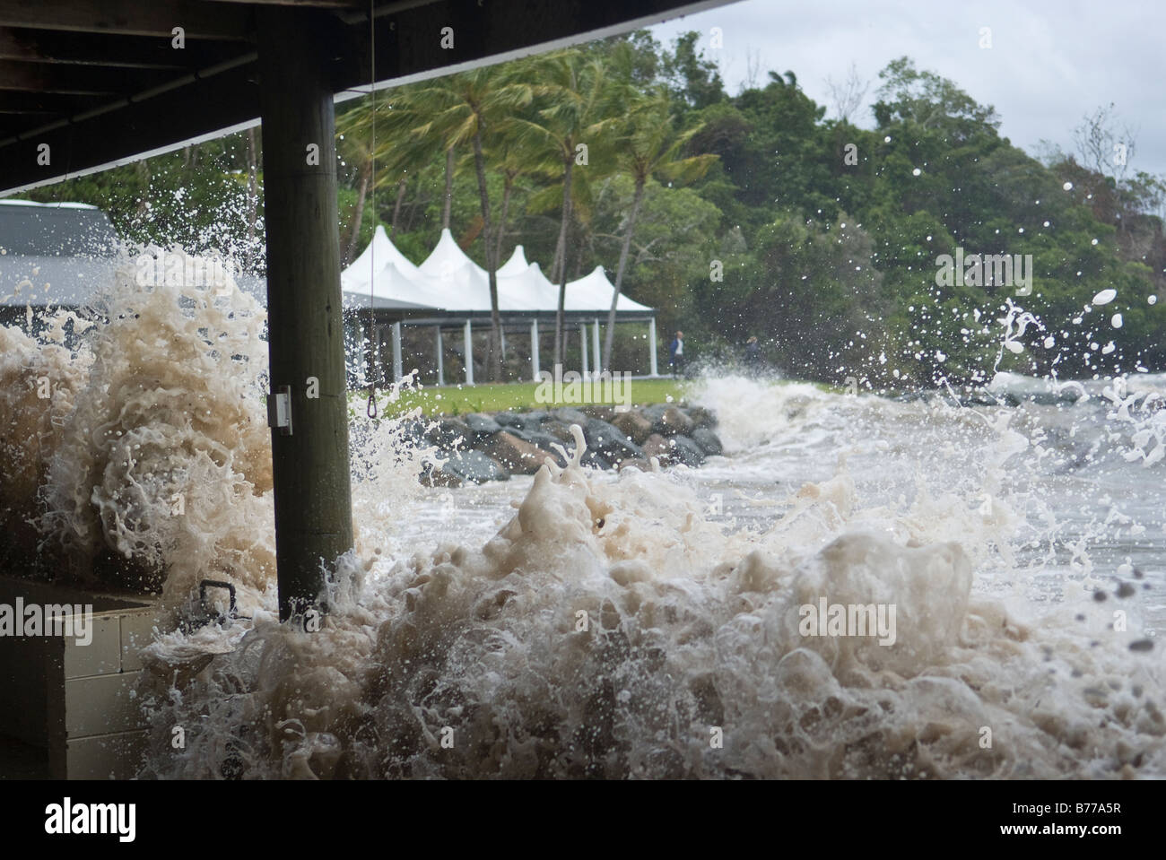 Storm surge in Cyclone season in Far North Queensland, Australia Stock