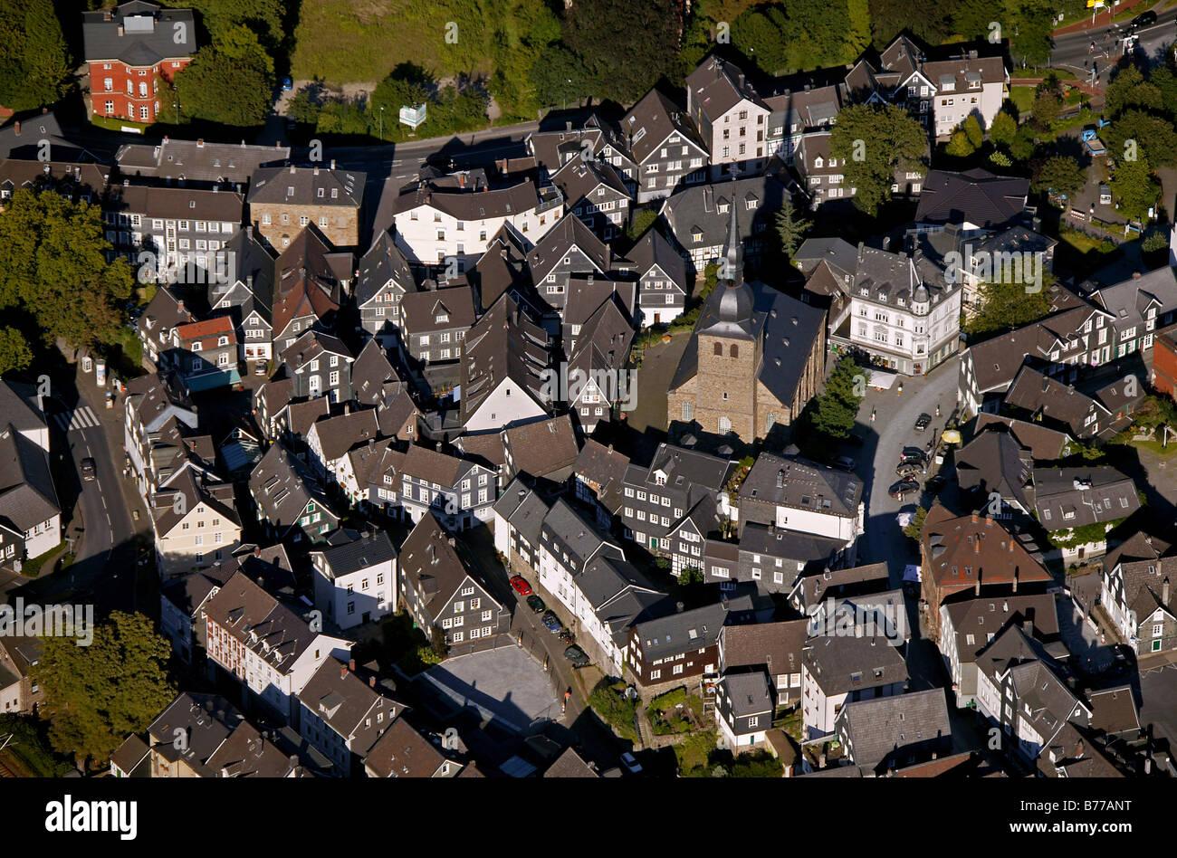 Aerial photograph, Alte Kirche, Old Church, Langenberg, Velbert