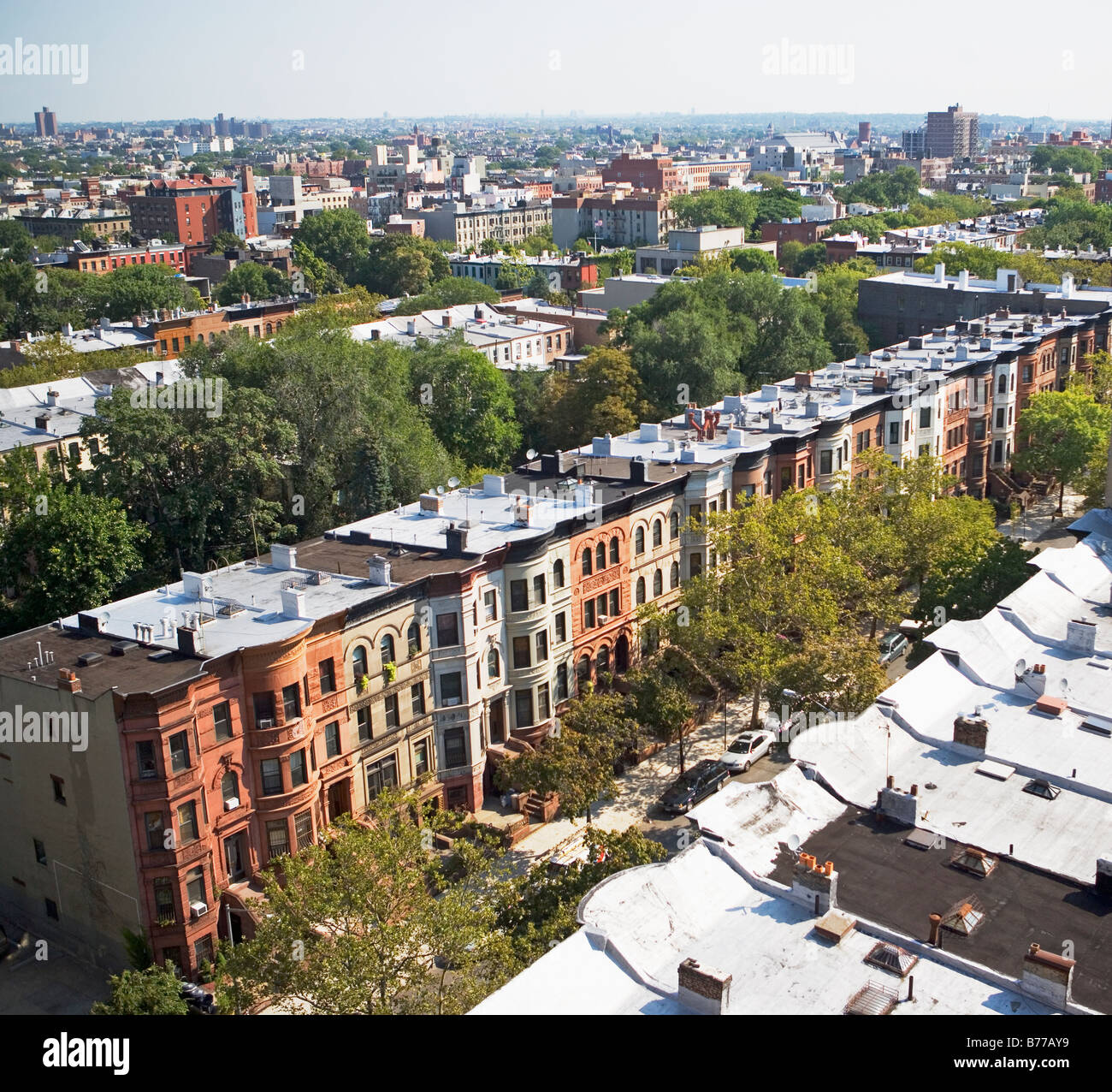 View of rowhouses Brooklyn, New York Stock Photo